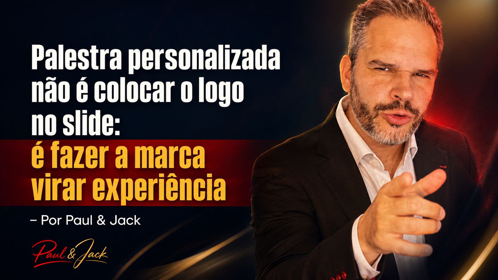 Capa de artigo sobre palestra personalizada com Paul & Jack, destacando que personalizar não é colocar logo no slide, mas transformar a marca em experiência.