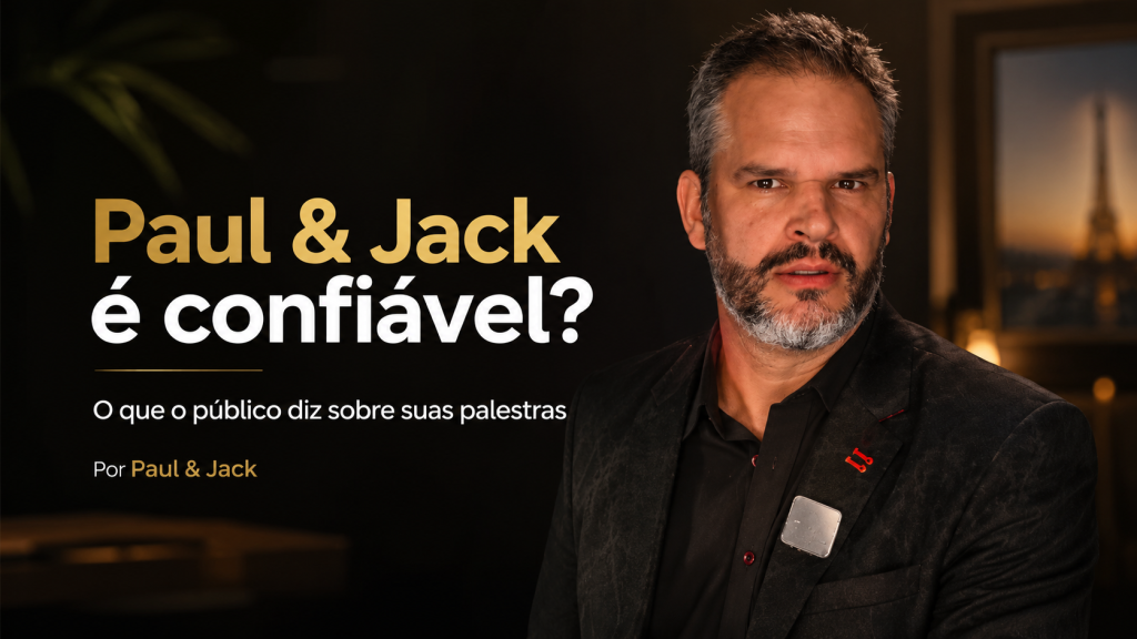 Capa 16:9 do artigo “Paul & Jack é confiável?”, com Paul em destaque sobre fundo escuro e texto explicando que o artigo reúne o que o público diz sobre suas palestras.