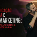 Capa de artigo em formato 16:9 com Paul & Jack à direita, usando microfone headset e realizando uma mágica com fogo, sobre fundo escuro e grunge. À esquerda, aparece o título “Comunicação interna e endomarketing: por que falar demais também desengaja”.