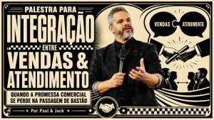 Paul em capa sobre integração entre vendas e atendimento, com aperto de mãos simbolizando a passagem de bastão.