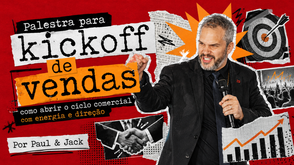 Paul & Jack em cena na capa do artigo “Palestra para kickoff de vendas: como abrir o ciclo comercial com energia e direção”.