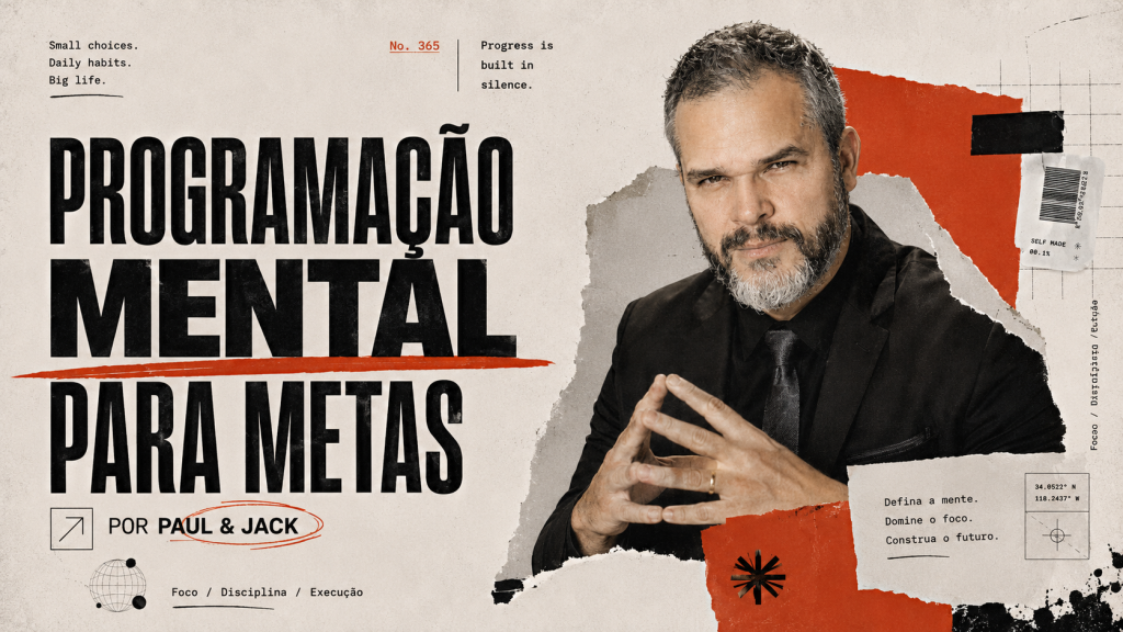 Capa 16:9 em estilo editorial minimalista com Paul Friedericks em destaque e o título “Programação mental para metas”.