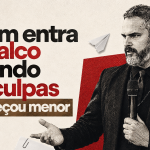 Paul em destaque na capa do artigo “Quem entra no palco pedindo desculpas já começou menor”, em composição editorial nas cores preto, vermelho e bege.