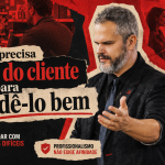 Paul em destaque na capa do artigo “Você não precisa gostar do cliente para atendê-lo bem”, com fundo vermelho e preto e cenas de atendimento a clientes difíceis.