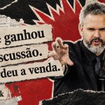 Paul em destaque na capa do artigo “Você ganhou a discussão. E perdeu a venda.”, em composição editorial com colagem, papel rasgado e cores preto, vermelho e bege.