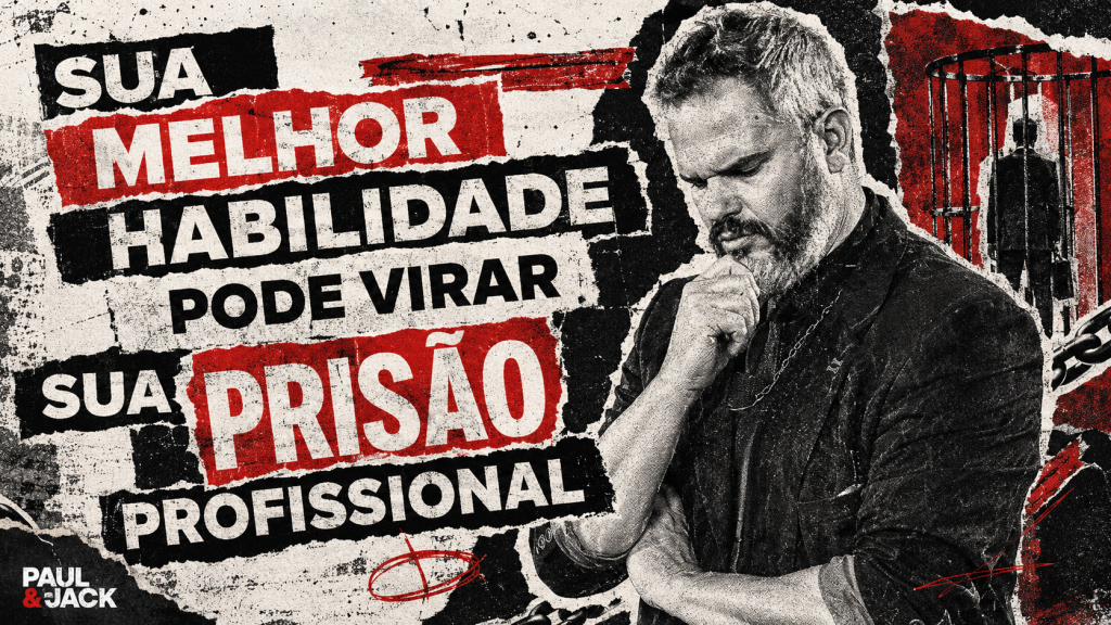 Paul em destaque na capa do artigo “Sua melhor habilidade pode virar sua prisão profissional”, em arte grunge nas cores preto, vermelho e branco.
