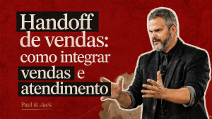 Paul Friedericks em capa do artigo “Handoff de vendas: como integrar vendas e atendimento”, em fundo vermelho com estilo editorial.