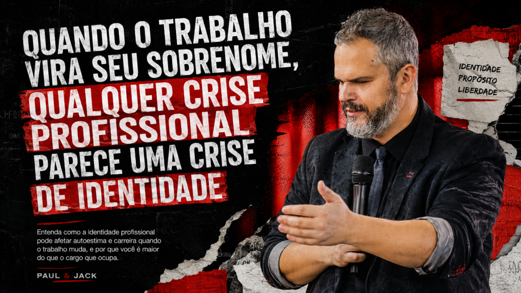 Paul em destaque na capa do artigo “Quando o trabalho vira seu sobrenome, qualquer crise profissional parece uma crise de identidade”, em composição editorial preta, vermelha e branca.