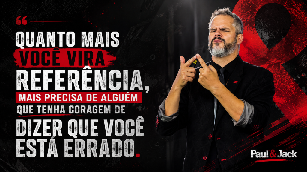 Paul em destaque na capa do artigo “Quanto mais você vira referência, mais precisa de alguém que tenha coragem de dizer que você está errado”, em arte preta, vermelha e branca.
