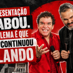 Paul & Jack em capa do artigo “Sua apresentação acabou. O problema é que você continuou falando”, em composição vermelha, preta e branca.