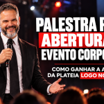 Paul & Jack em palestra de abertura de evento corporativo, no palco diante de uma plateia.
