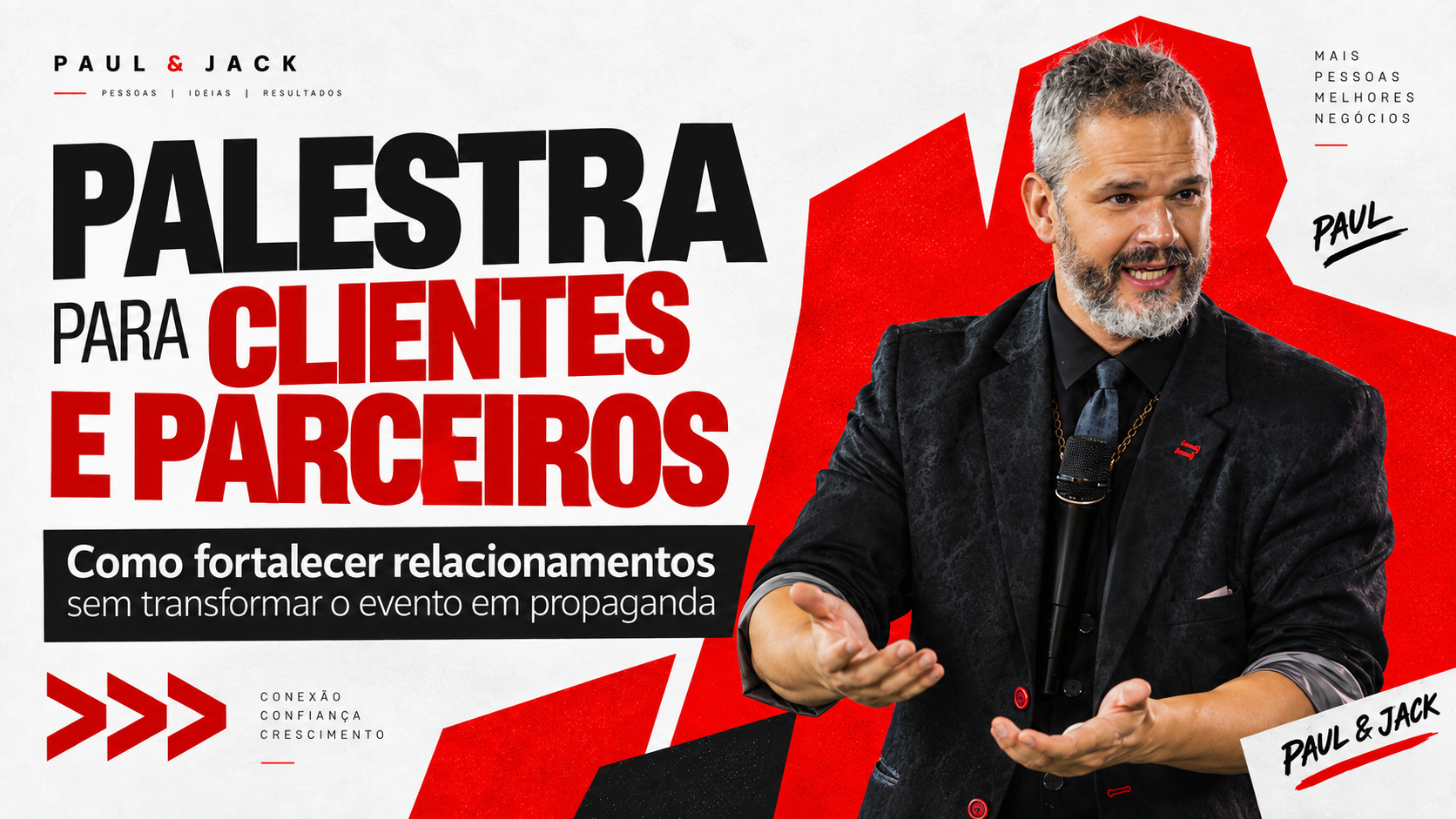 Paul & Jack em arte sobre palestra para clientes e parceiros em eventos corporativos