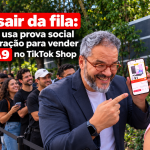 Paul, do Paul & Jack, mostra no celular a oferta do tablet BML A9 diante de uma fila de pessoas, em uma capa sobre prova social, demonstração e vendas no TikTok Shop.