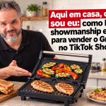 Paul, do Paul & Jack, apresenta um Grill Unitermi aberto com frango, legumes e sanduíches em uma cozinha, em capa sobre showmanship, conexão e vendas no TikTok Shop.