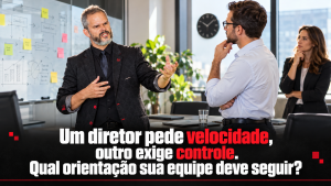 Paul conversa com dois executivos sobre decisões e prioridades da equipe.