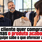 Paul apresenta duas opções de camisa a uma cliente em uma loja, em capa sobre produto fora de estoque.