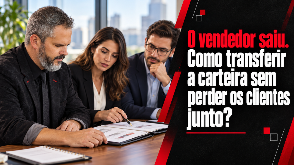 Paul analisa documentos com dois profissionais em capa sobre transferência de carteira de clientes.